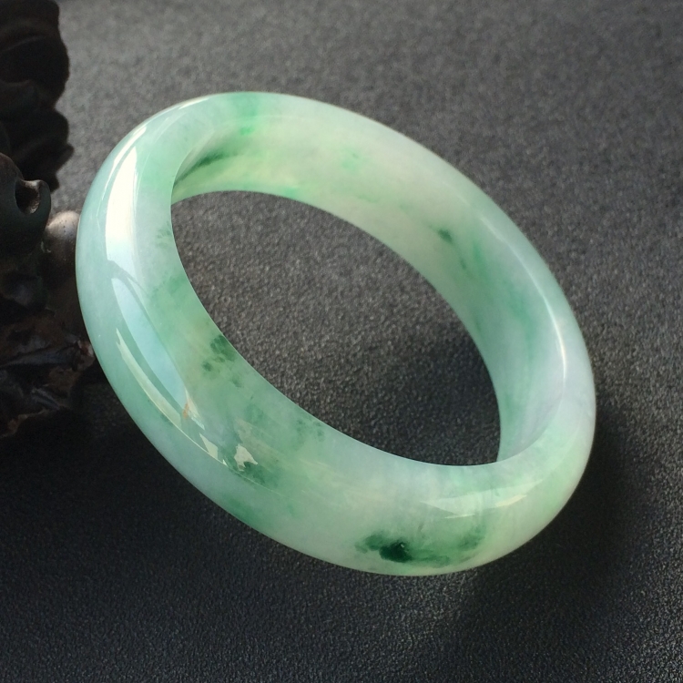 (超值推荐)糯冰种飘花手镯(57.3mm)