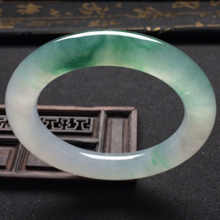 （超值推荐）冰种飘花圆条手镯（56mm）