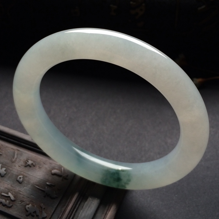 （超值推荐）冰种飘花圆条手镯（54mm）