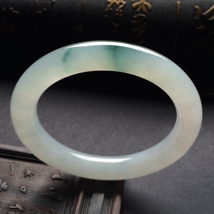 （超值推荐）冰种飘花圆条手镯（54mm）
