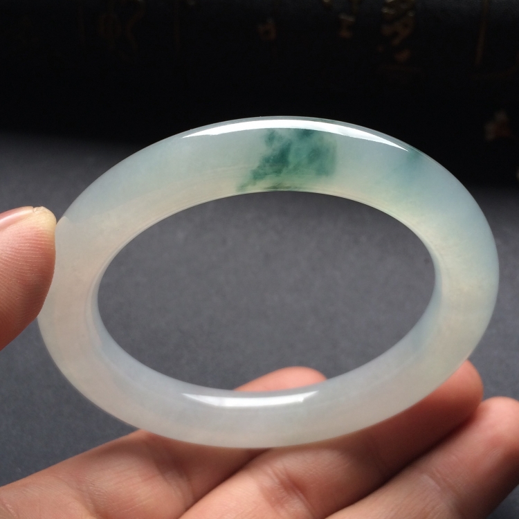 （超值推荐）冰种飘花圆条手镯（54mm）