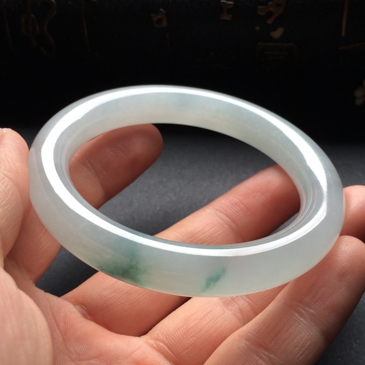 （超值推荐）冰种飘花圆条手镯（54mm）