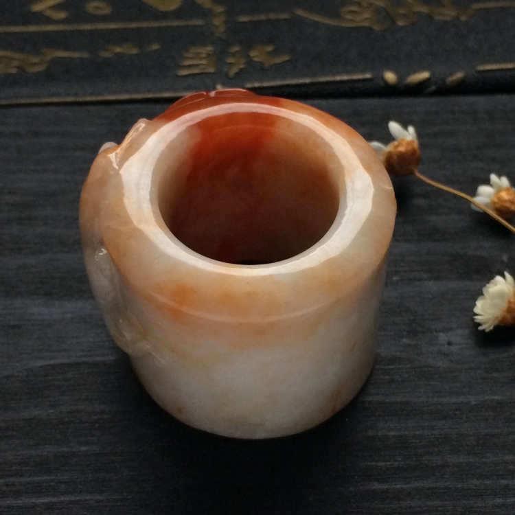 （超值推荐）糯冰种红黄翡貔貅如意扳指