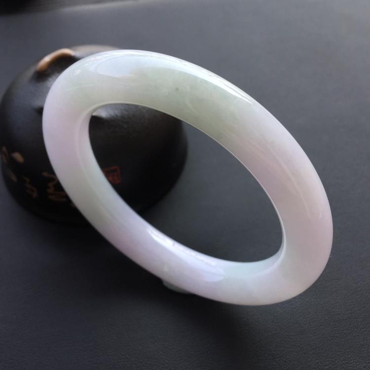 (超值推荐)糯冰种淡紫罗兰圆条手镯(56mm)