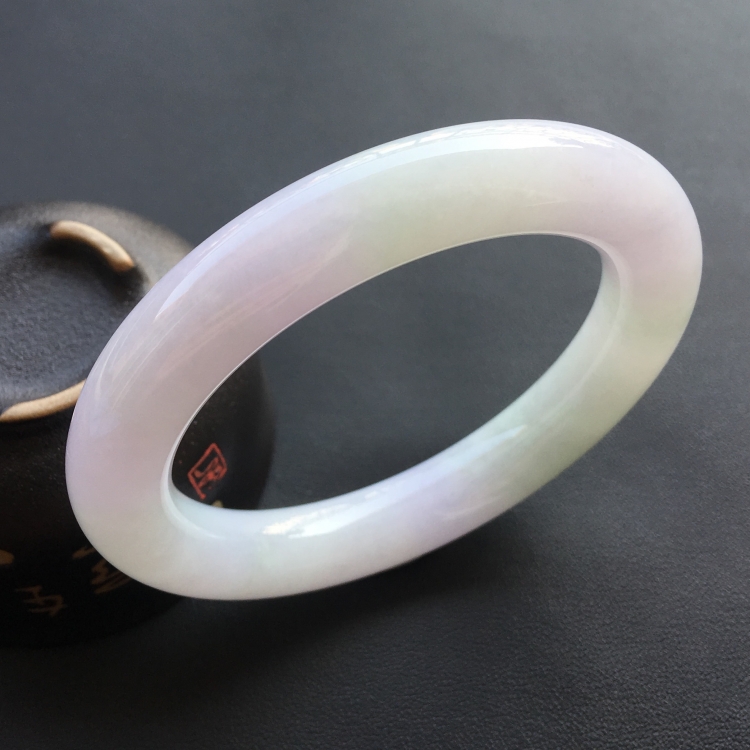 (超值推荐)糯冰种淡紫罗兰圆条手镯(56mm)