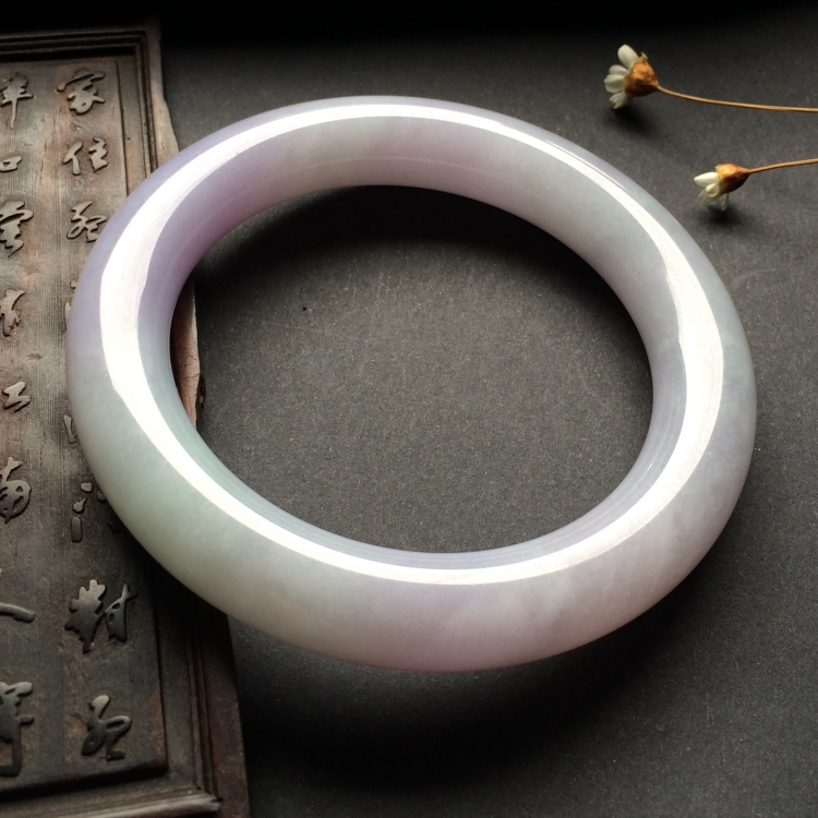 （超值推荐）糯冰种紫罗兰圆条手镯（57.2mm）