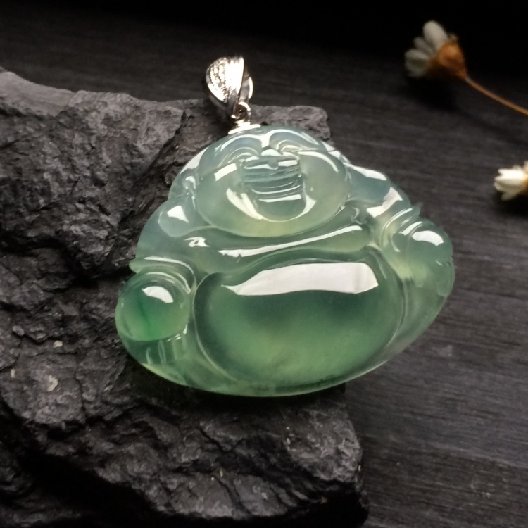 （超值推荐）冰种晴水玉佛挂件（金扣）