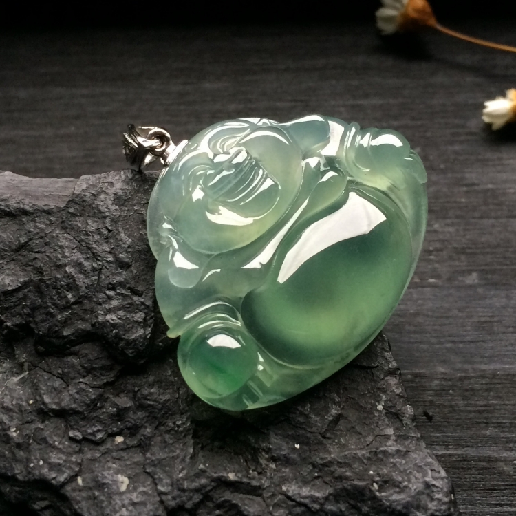 （超值推荐）冰种晴水玉佛挂件（金扣）