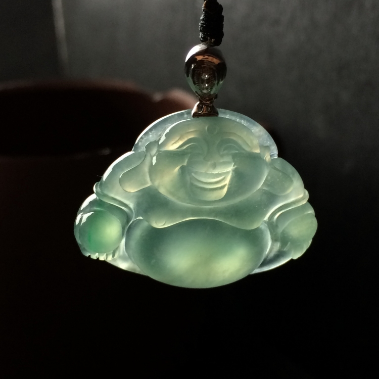 （超值推荐）冰种晴水玉佛挂件（金扣）