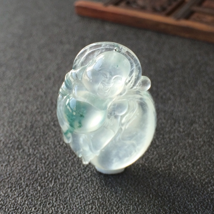 (超值推荐)冰种飘花布袋佛挂件