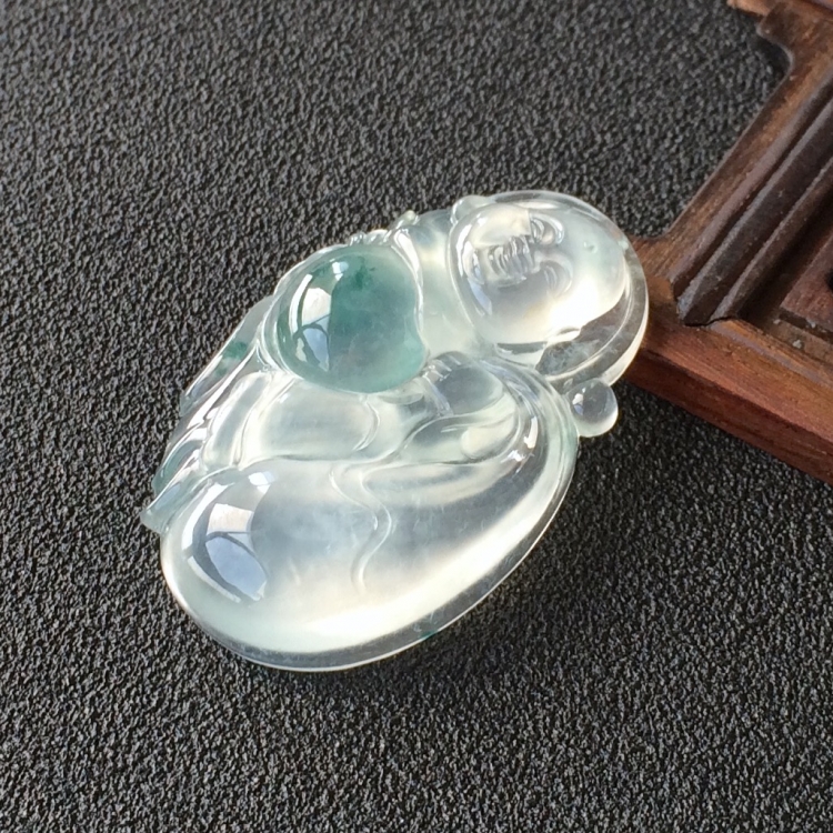 (超值推荐)冰种飘花布袋佛挂件