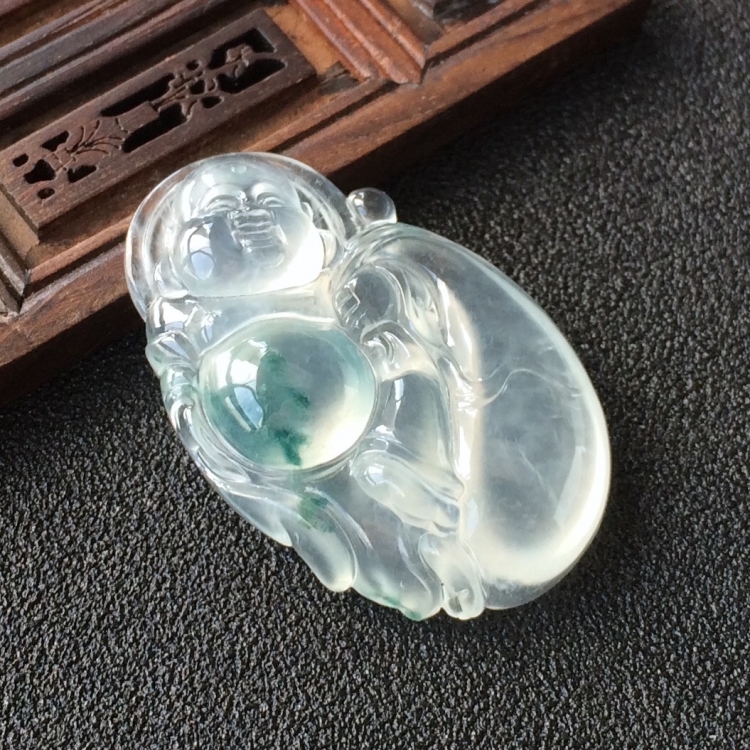 (超值推荐)冰种飘花布袋佛挂件
