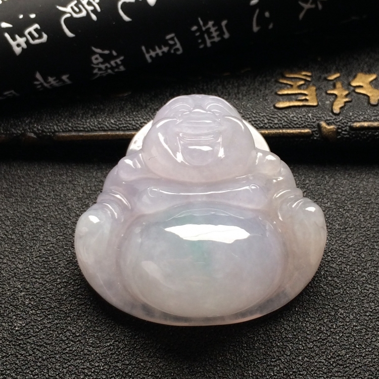 （超值推荐）糯冰种淡紫罗兰玉佛挂件