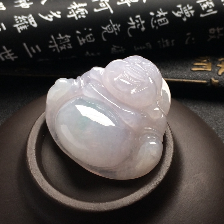 （超值推荐）糯冰种淡紫罗兰玉佛挂件