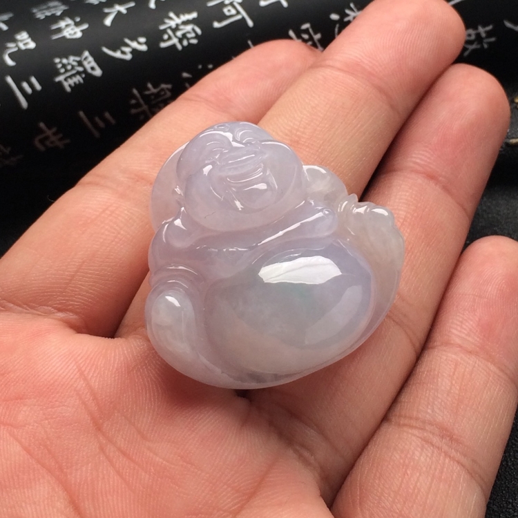 （超值推荐）糯冰种淡紫罗兰玉佛挂件