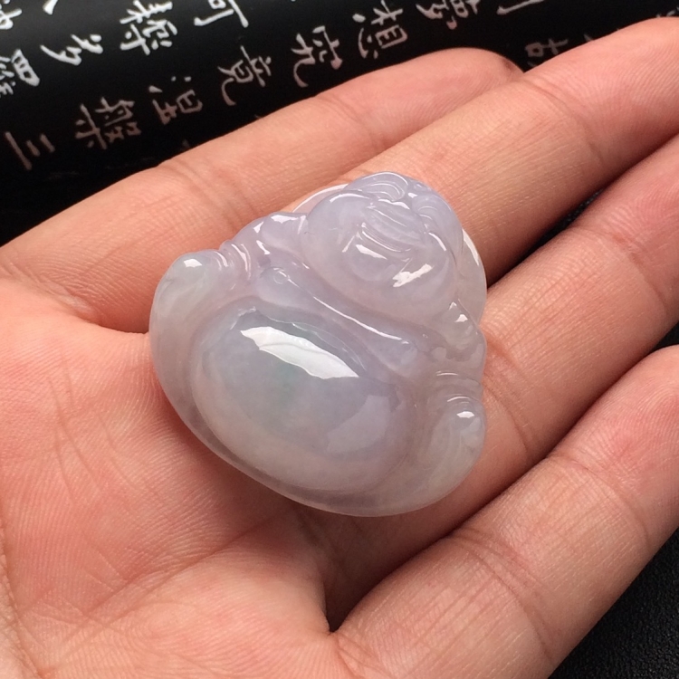 （超值推荐）糯冰种淡紫罗兰玉佛挂件