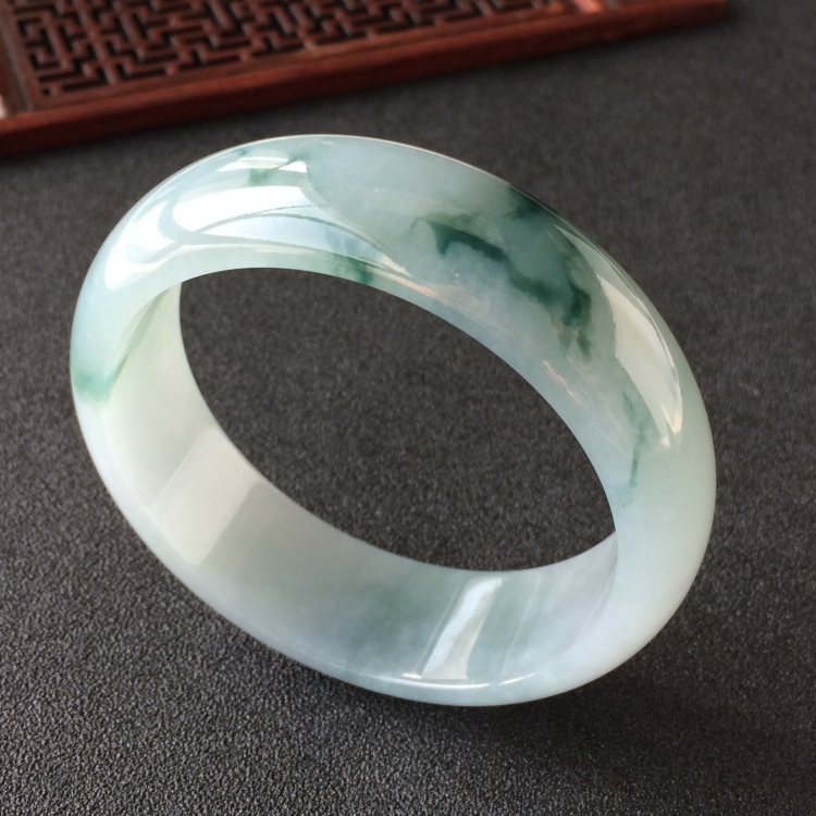 (超值推荐)糯冰种飘花手镯(57.8mm)
