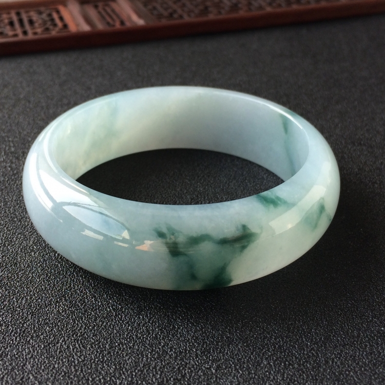 (超值推荐)糯冰种飘花手镯(57.8mm)