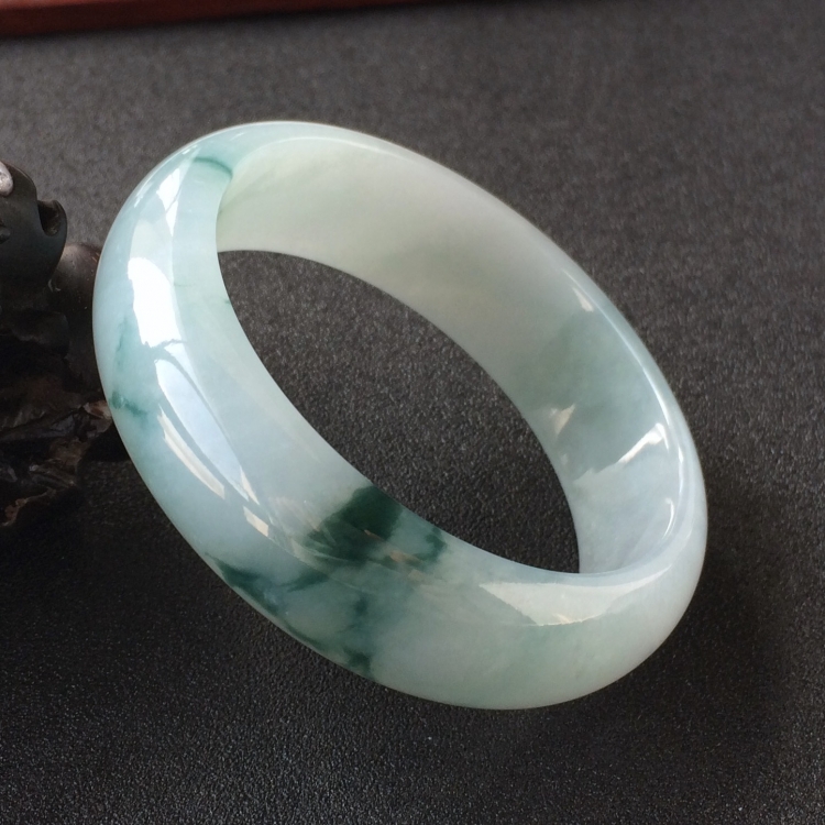 (超值推荐)糯冰种飘花手镯(57.8mm)
