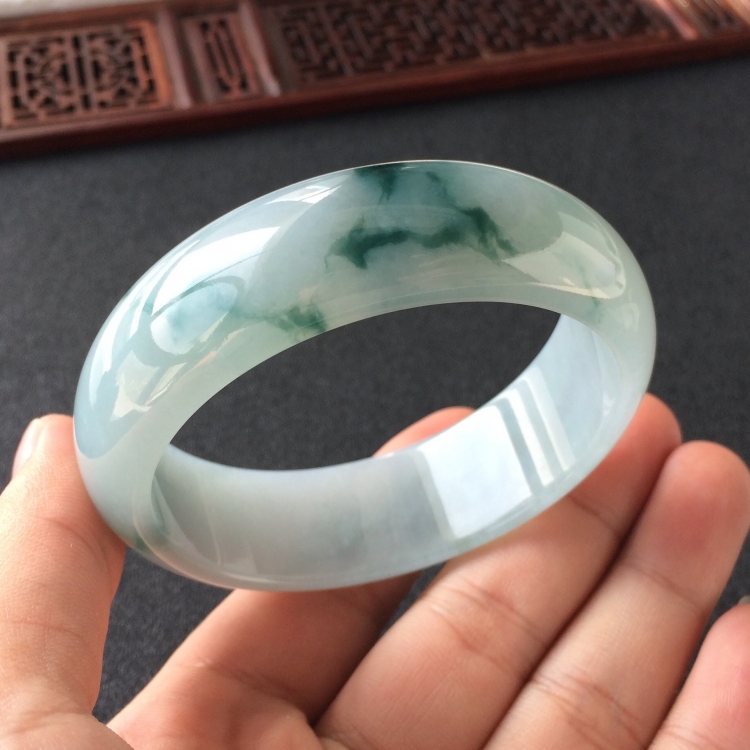 (超值推荐)糯冰种飘花手镯(57.8mm)