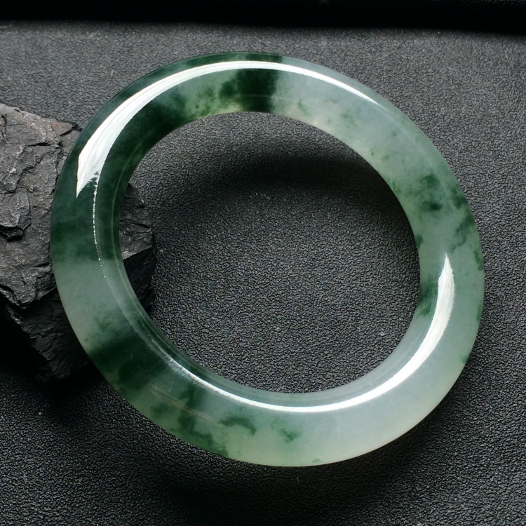 （超值推荐）冰种飘花圆条手镯（57mm）