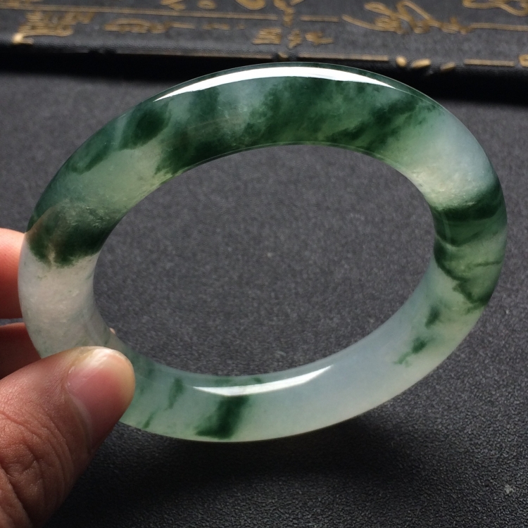 （超值推荐）冰种飘花圆条手镯（57mm）