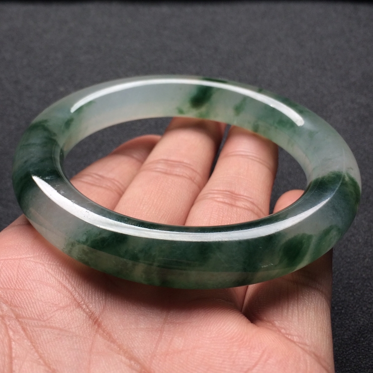 （超值推荐）冰种飘花圆条手镯（57mm）