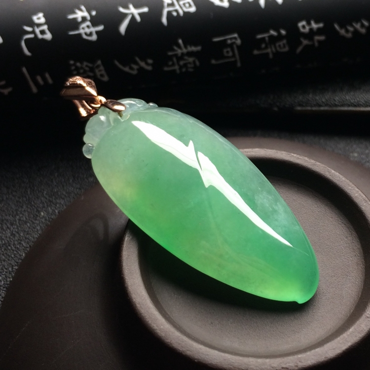 （超值推荐）冰种绿晴水福瓜挂件（金扣）