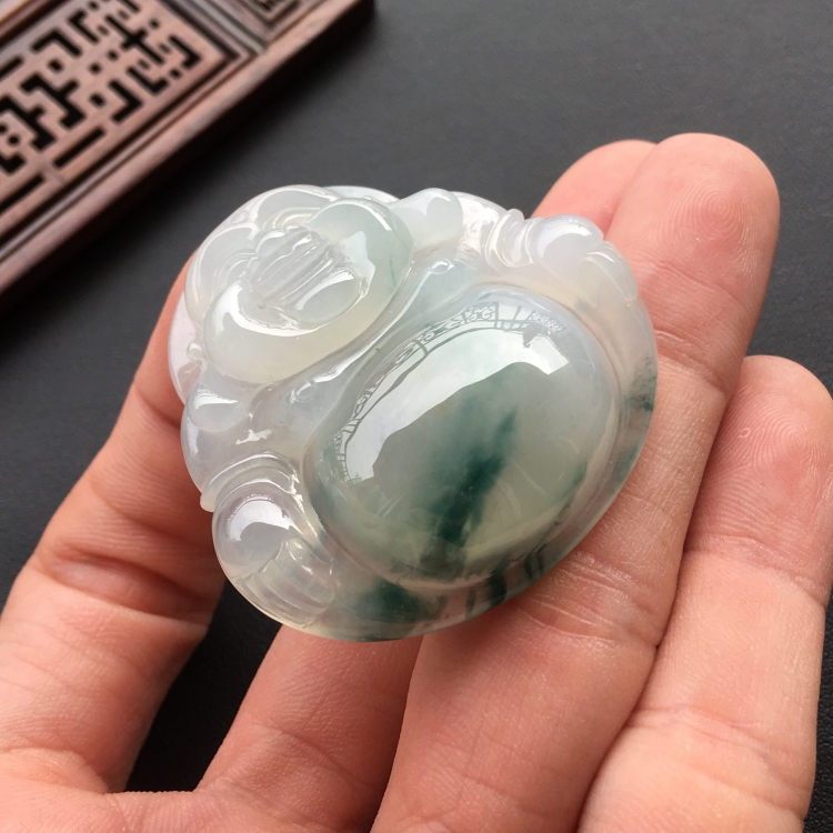 (超值推荐)糯冰种飘花玉佛挂件