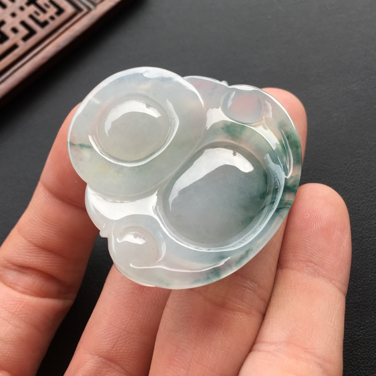 (超值推荐)糯冰种飘花玉佛挂件