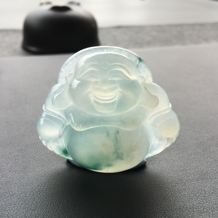 (超值推荐)糯冰种飘花玉佛挂件