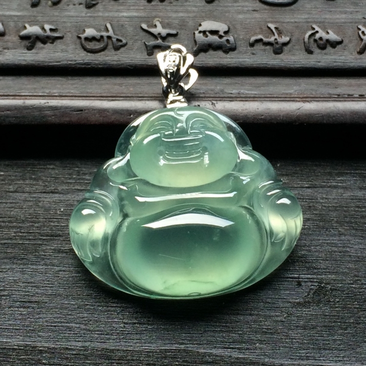 （超值推荐）冰种晴水玉佛挂件（金扣）