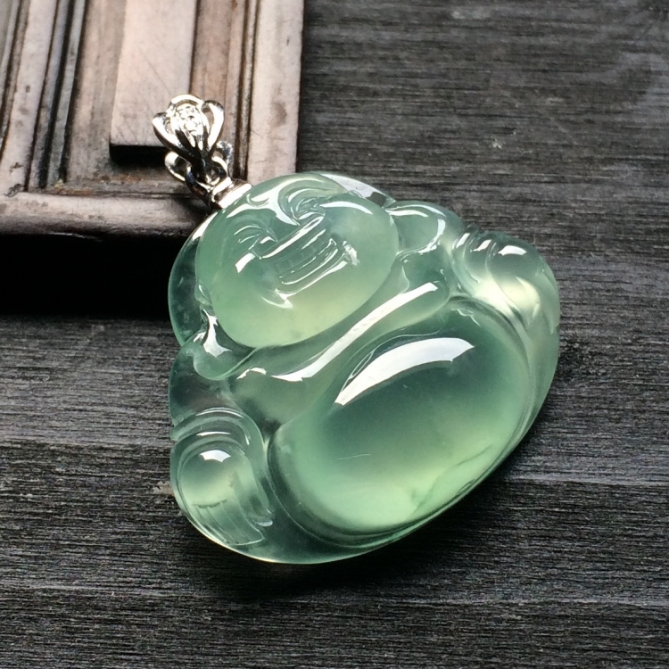 （超值推荐）冰种晴水玉佛挂件（金扣）