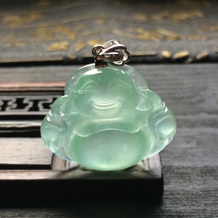 （超值推荐）冰种晴水玉佛挂件（金扣）