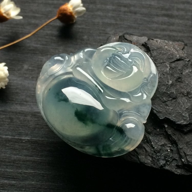 （超值推荐）冰种飘花玉佛挂件