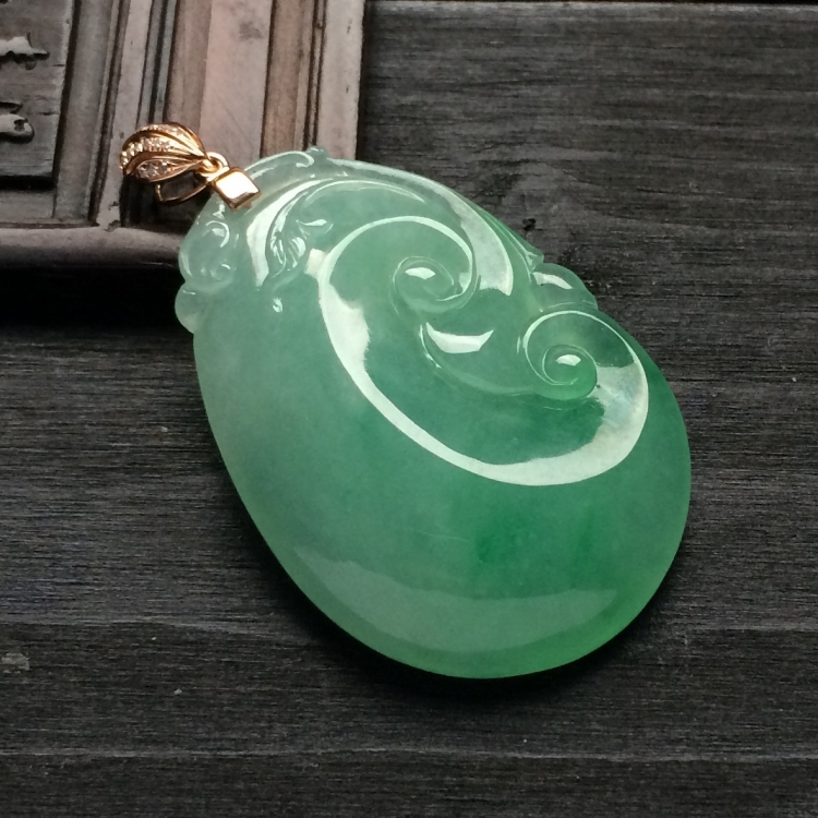（超值推荐）冰种晴水如意挂件（金扣）