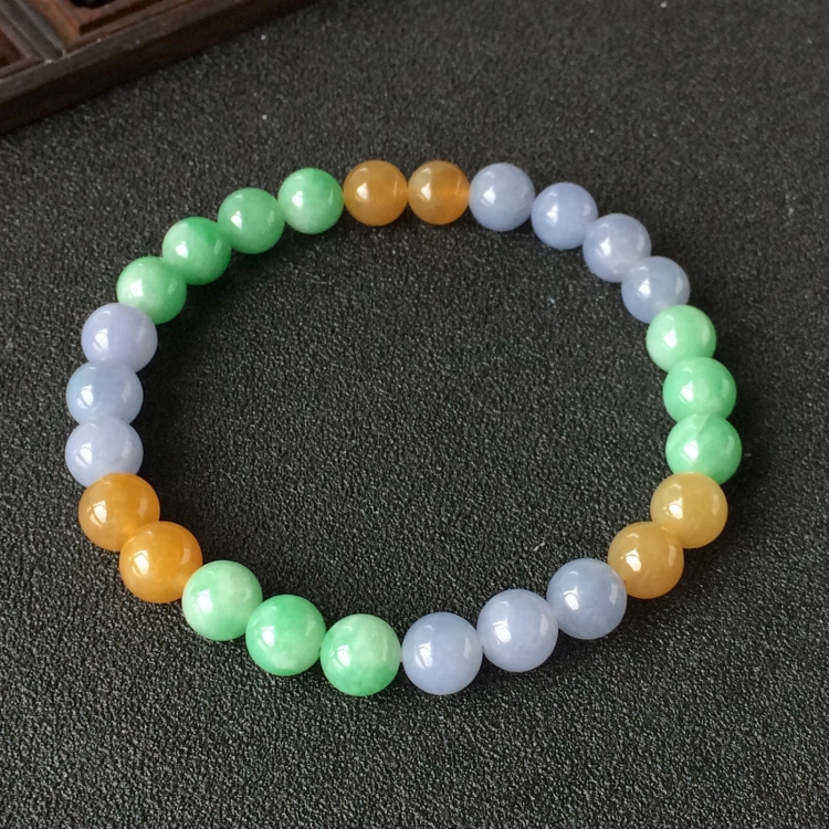 (超值推荐)糯冰种三彩圆珠手链