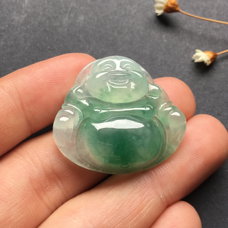 （超值推荐）冰种飘花玉佛挂件
