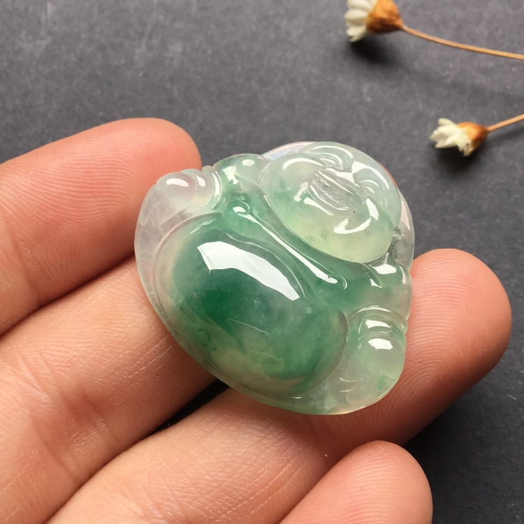 （超值推荐）冰种飘花玉佛挂件
