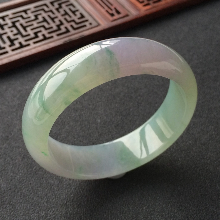 (超值推荐)糯冰种紫罗兰飘花手镯(53.5mm)