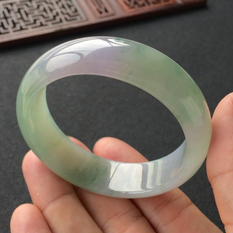 (超值推荐)糯冰种紫罗兰飘花手镯(53.5mm)