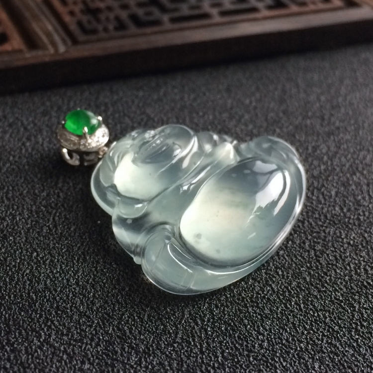 (超值推荐)冰种晴水玉佛挂件(金扣)