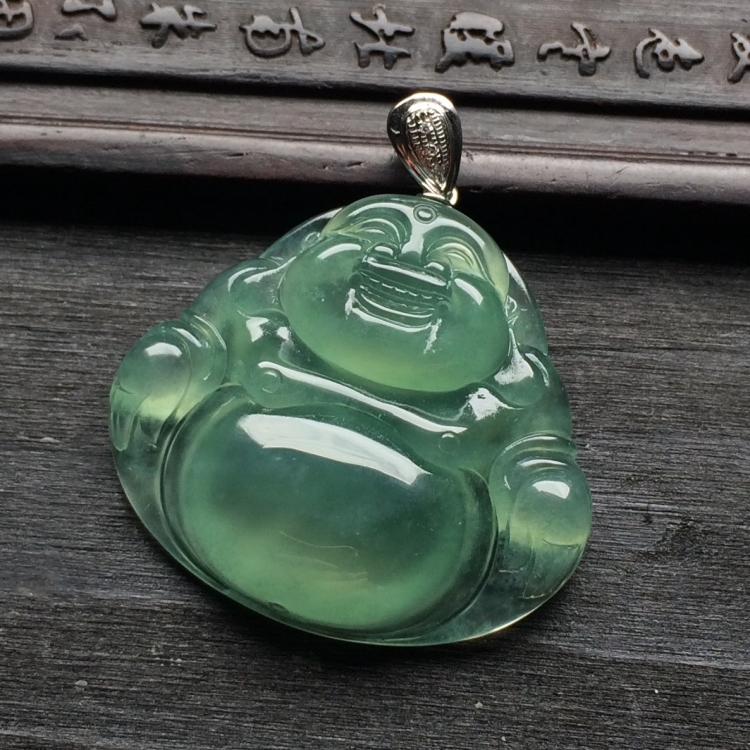 （超值推荐）冰种晴水玉佛挂件（金扣）