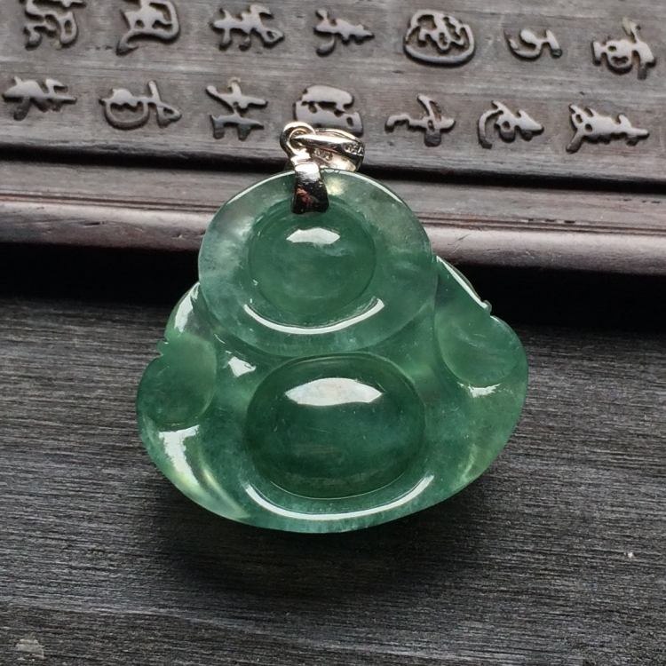 （超值推荐）冰种晴水玉佛挂件（金扣）