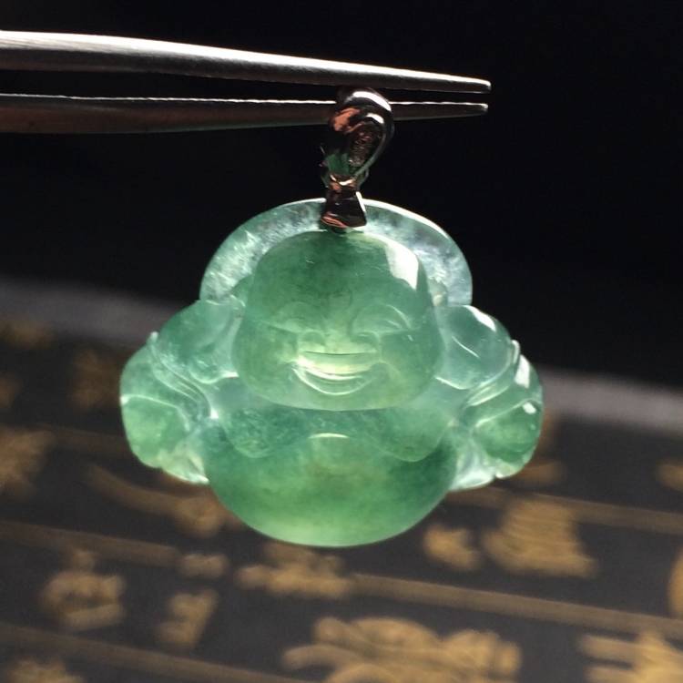 （超值推荐）冰种晴水玉佛挂件（金扣）