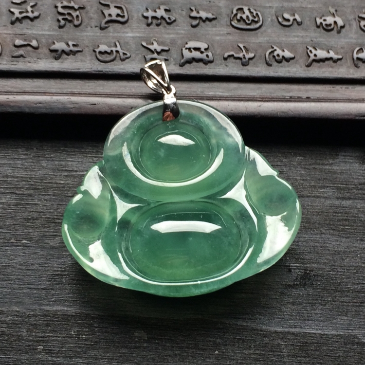 （超值推荐）冰种晴水玉佛挂件（金扣）
