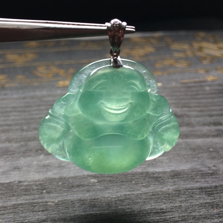 （超值推荐）冰种晴水玉佛挂件（金扣）