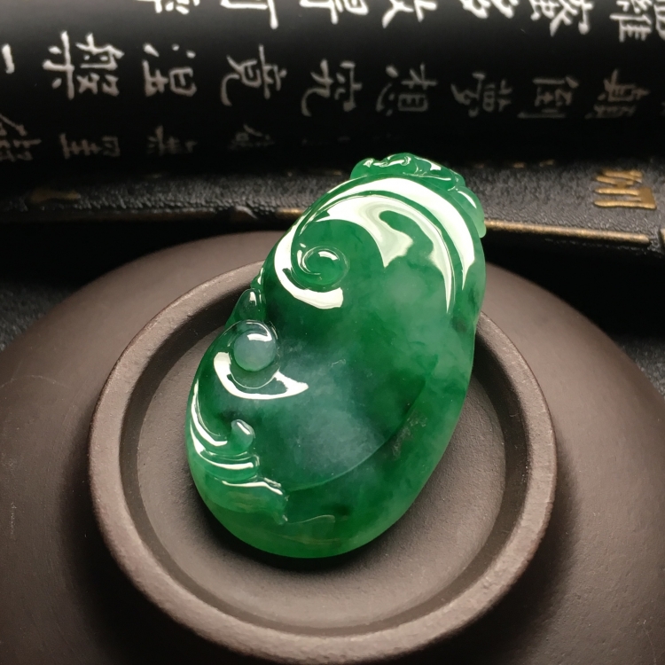 （超值推荐）糯冰种飘翠如意挂件
