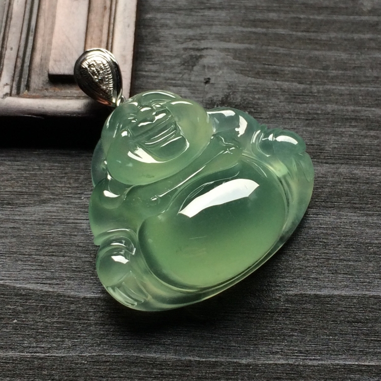 （超值推荐）冰种晴水玉佛挂件（金扣）