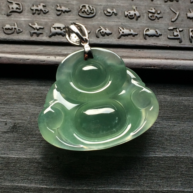 （超值推荐）冰种晴水玉佛挂件（金扣）
